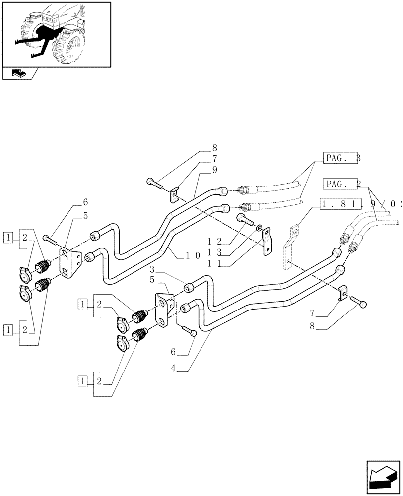 Схема запчастей Case IH PUMA 140 - (1.81.9/05[01]) - 4 HYDRAULIC FRONT COUPLERS FOR NON INTEGRATED FRONT HPL - C6335 (VAR.330172) (07) - HYDRAULIC SYSTEM