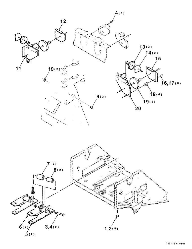 Схема запчастей Case IH 8545 - (6-30) - WIRE GUIDE AND ROLLER ASSEMBLIES (S.N. CFH0044501 THRU CFH0044902) (14) - BALE CHAMBER