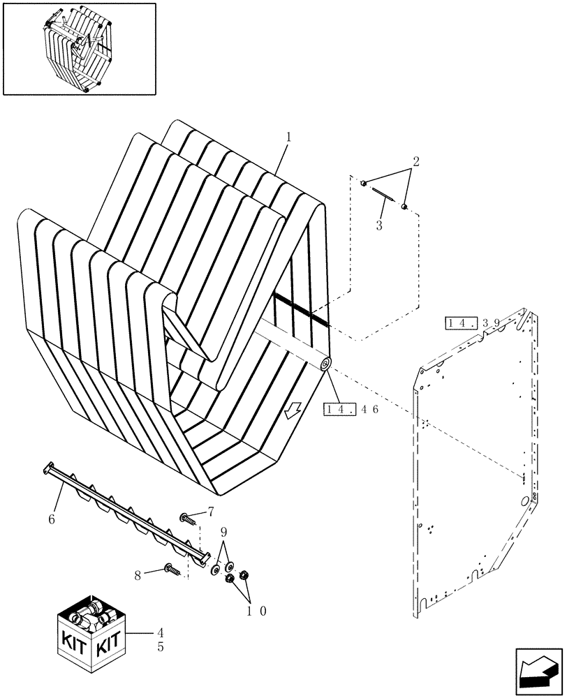 Схема запчастей Case IH RBX562 - (14.06) - LACED CHEVRON BELT (14) - BALE CHAMBER