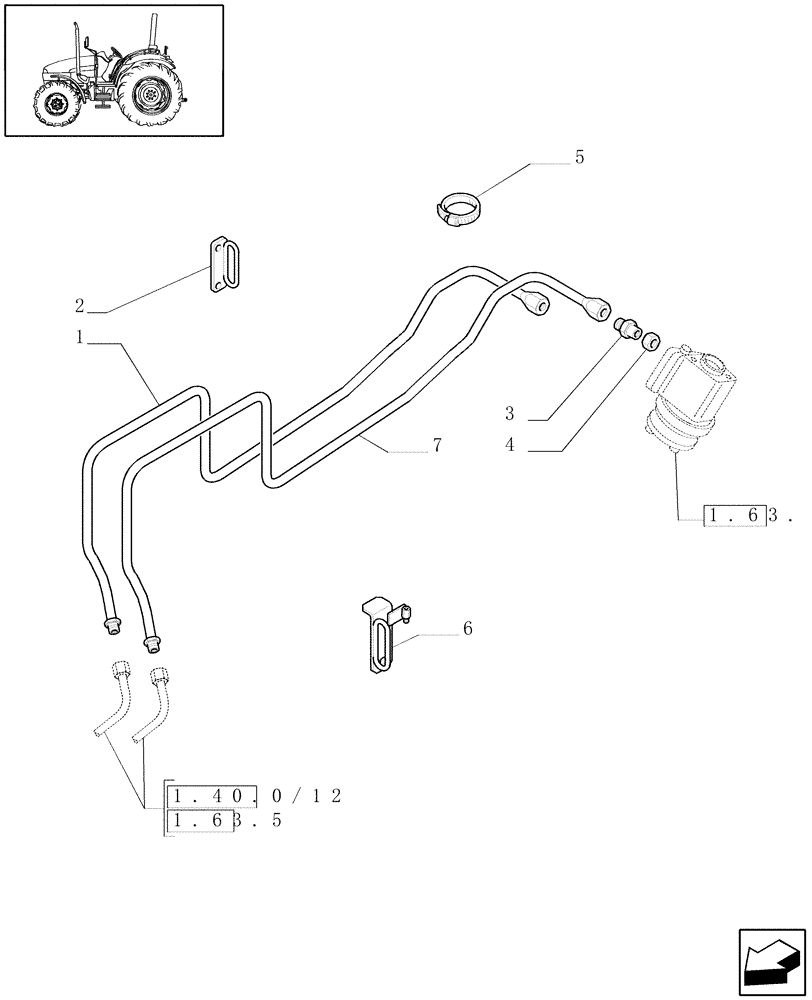 Схема запчастей Case IH JX95 - (1.63.8/01[04]) - POWER STEERING - PIPES AND UNIONS (04) - FRONT AXLE & STEERING