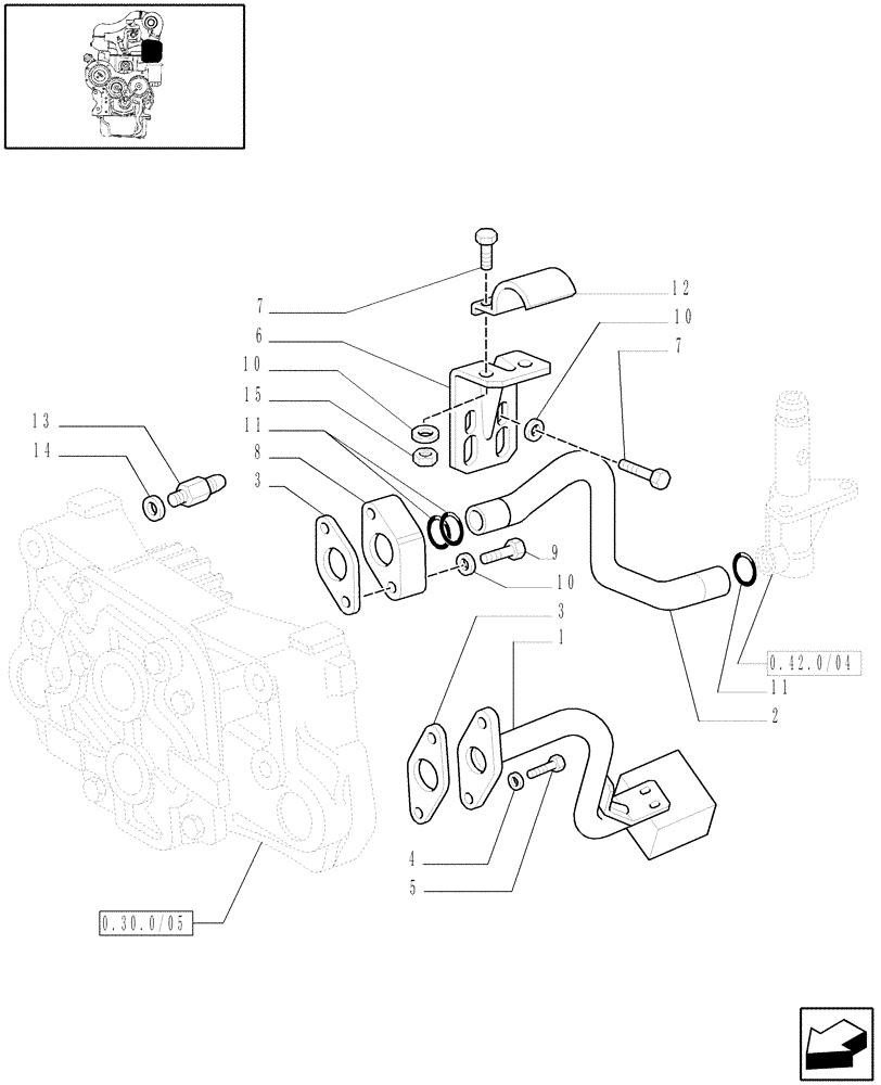 Схема запчастей Case IH JX70 - (0.30.5/05) - (VAR.319-747) TTF ENGINE TIER2 - LINES AND OIL LEVEL INDICATOR (01) - ENGINE