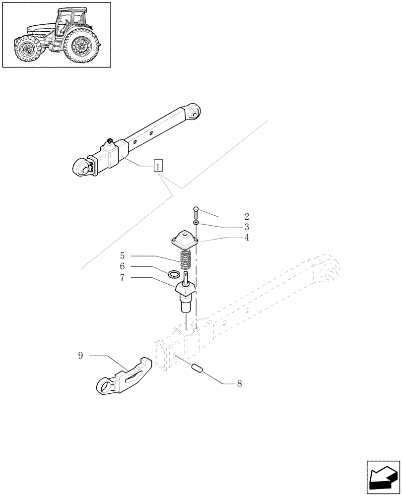 Схема запчастей Case IH JX1100U - (1.89.6/03A) - (VAR.902) TOOL CONNECTION WITH TELESCOPIC ARMS - PARTS (09) - IMPLEMENT LIFT