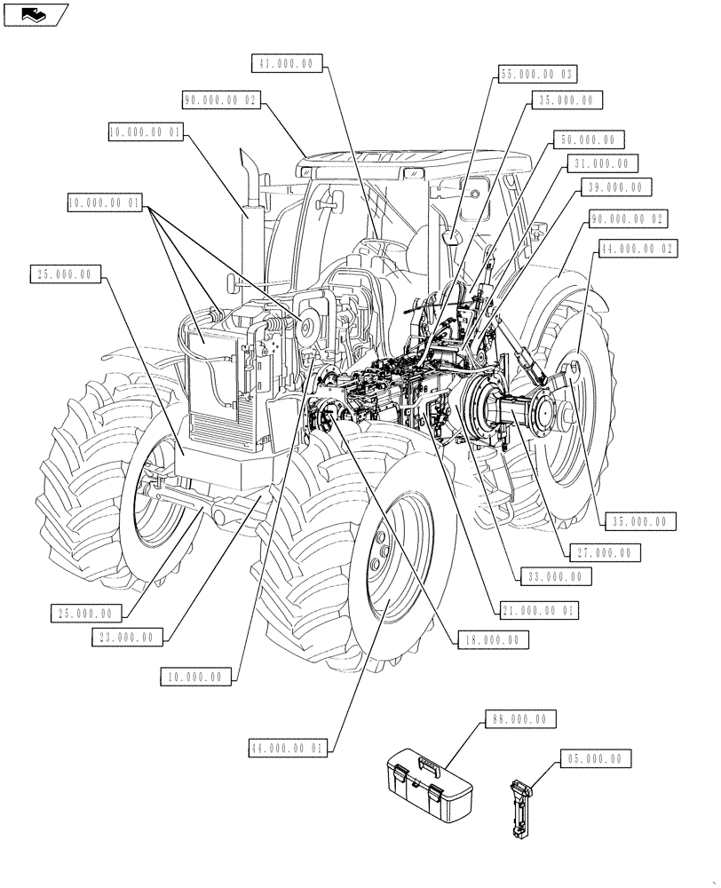 Схема запчастей Case IH PUMA 130 - (00.000.00) - PICTORIAL INDEX - MAIN SECTIONS (00) - GENERAL & PICTORIAL INDEX