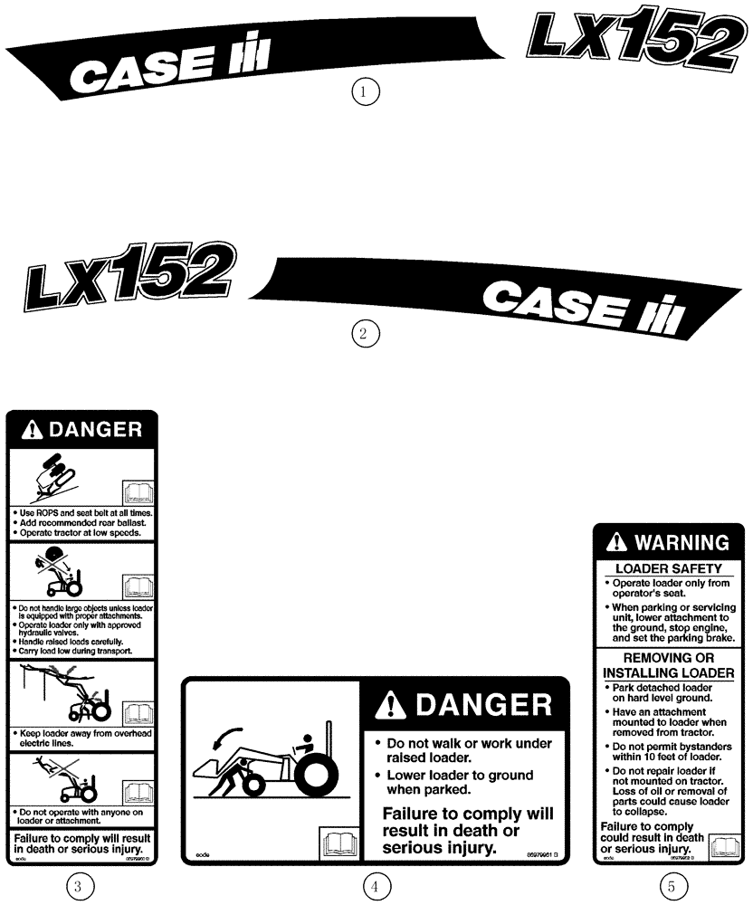 Схема запчастей Case IH LX152 - (09-14) - DECALS (09) - CHASSIS/ATTACHMENTS