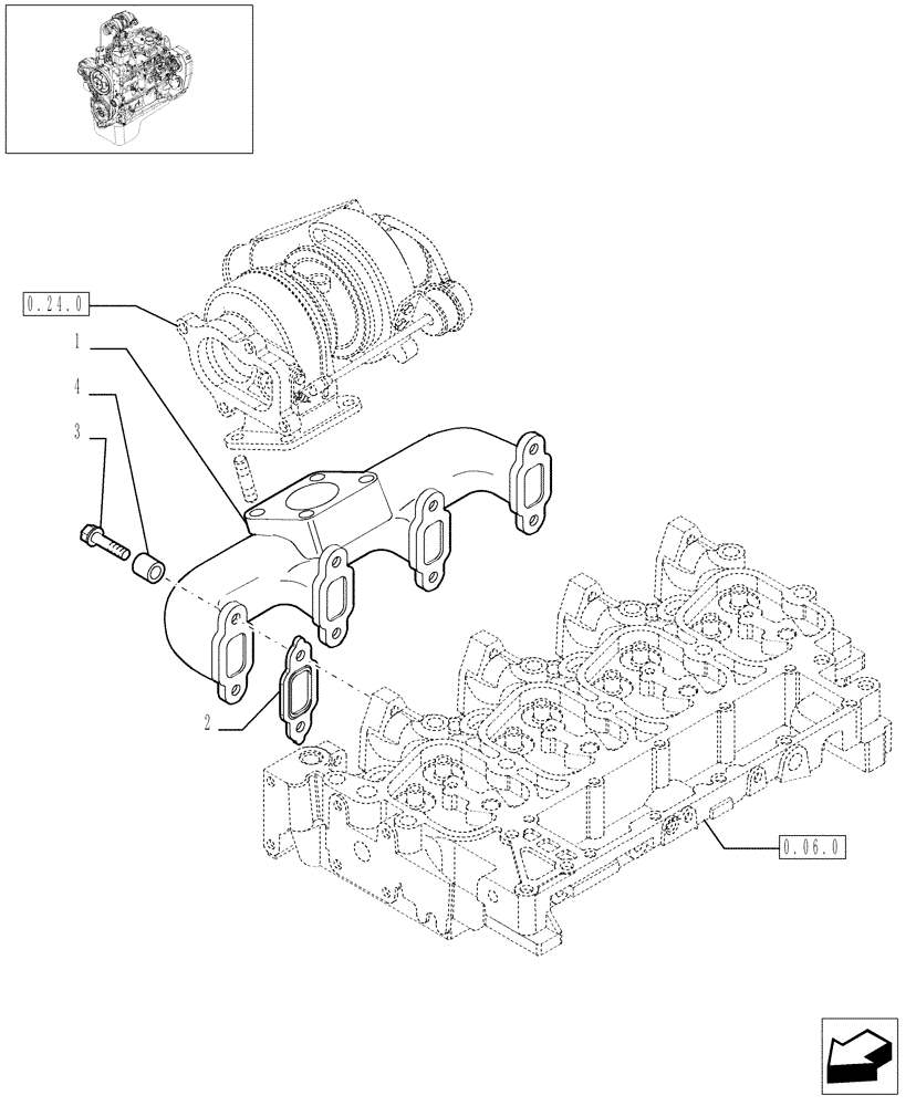 Схема запчастей Case IH F4BE0484C D601 - (0.07.7[01]) - EXHAUST MANIFOLD 