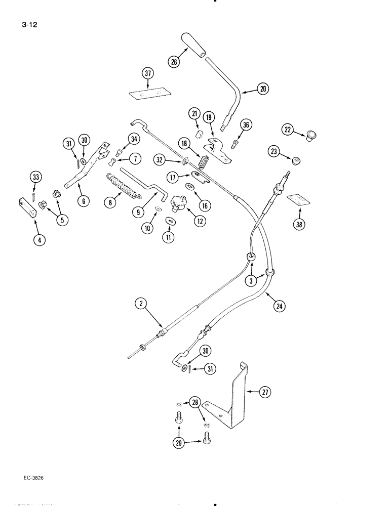 Схема запчастей Case IH 695 - (3-12) - GOVERNOR AND FUEL SHUT OFF CONTROL, TRACTOR WITH CAB (03) - FUEL SYSTEM