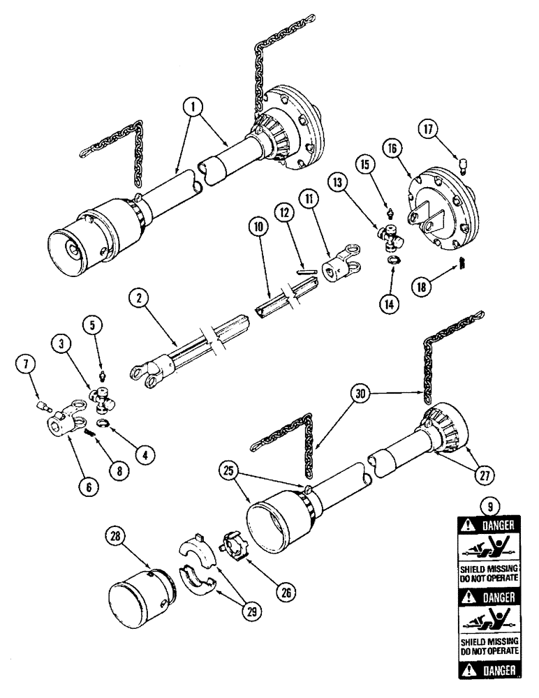 Схема запчастей Case IH 1010 - (9C-22) - AUGER DRIVE SHAFT, 15.0, 17.5 AND 20.0 FOOT HEADER (58) - ATTACHMENTS/HEADERS