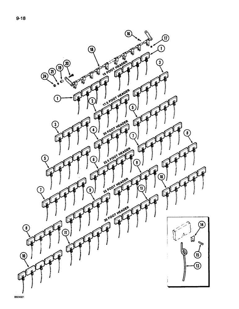 Схема запчастей Case IH 1010 - (9-018) - 6 BAT REEL, BAT AND STEEL TINE ASSEMBLY, HART CARTER (58) - ATTACHMENTS/HEADERS