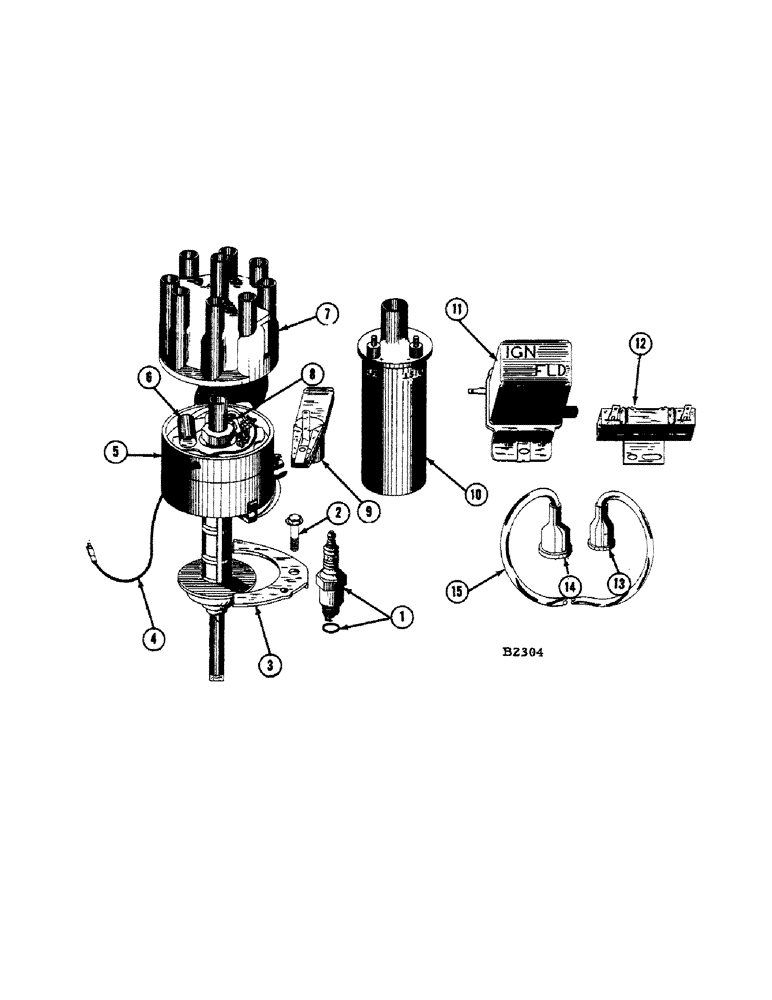 Схема запчастей Case IH 1010 - (362) - MODEL H-318 ENGINE, IGNITION (10) - ENGINE