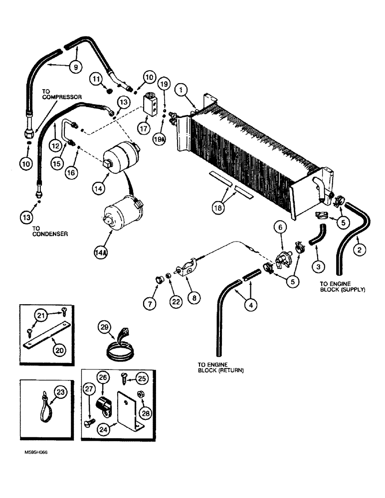 Схема запчастей Case IH 1644 - (9G-43A) - HEATER AND AIR CONDITIONING, CAB CONNECTIONS, P.I.N. (10) - CAB & AIR CONDITIONING