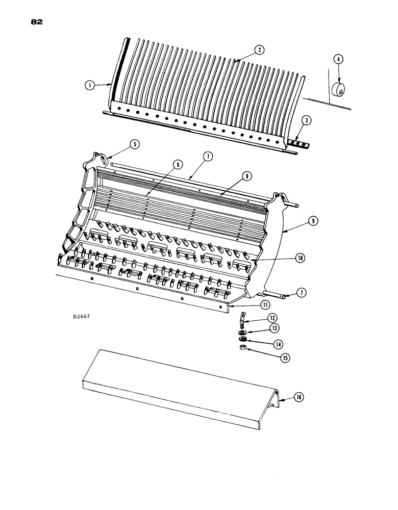 Схема запчастей Case IH 1660 - (082) - SPIKE TOOTH CYLINDER, CONCAVES, TINES, AND REMOVABLE FEED (66) - THRESHING