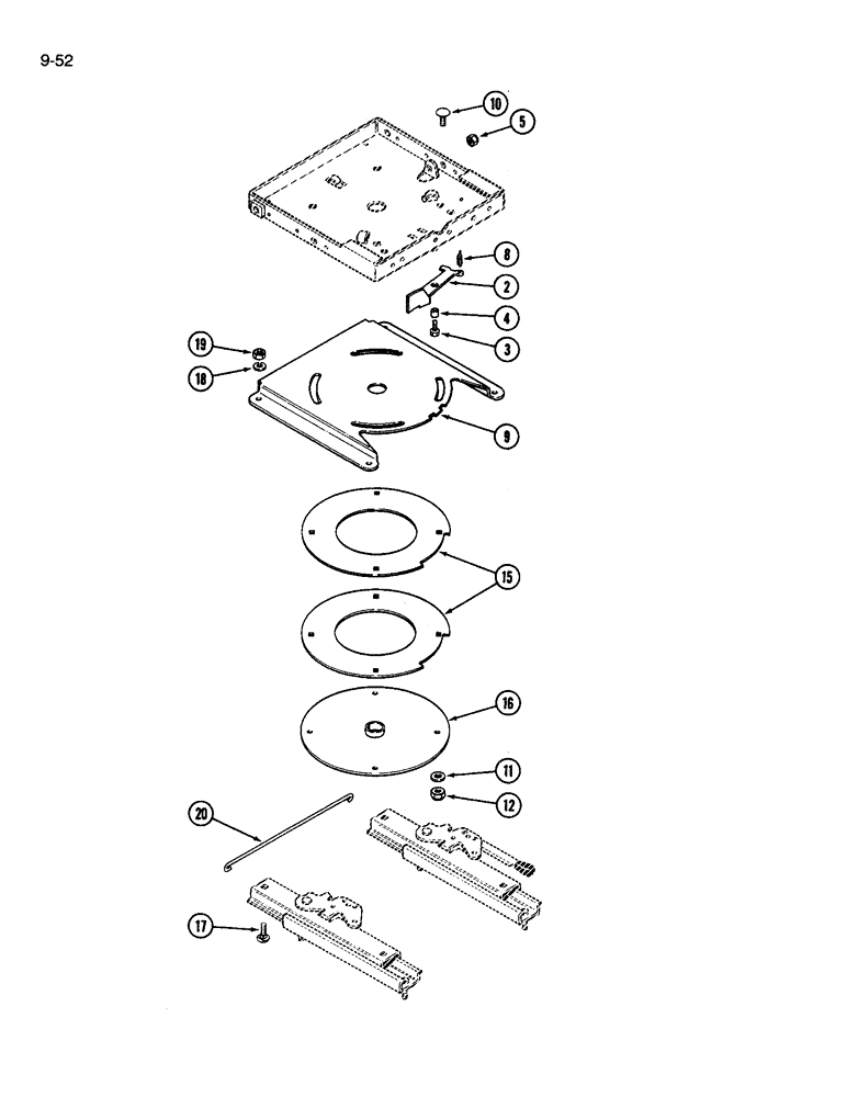 Схема запчастей Case IH 3594 - (9-052) - SEAT SWIVEL KIT (09) - CHASSIS/ATTACHMENTS