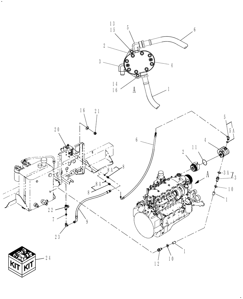 Схема запчастей Case IH WD2303 - (18.33) - DIA., AUXILIARY DRIVE, HYD MERGER, ENGINE MOUNTED - TIER III (18) - ACCESSORIES