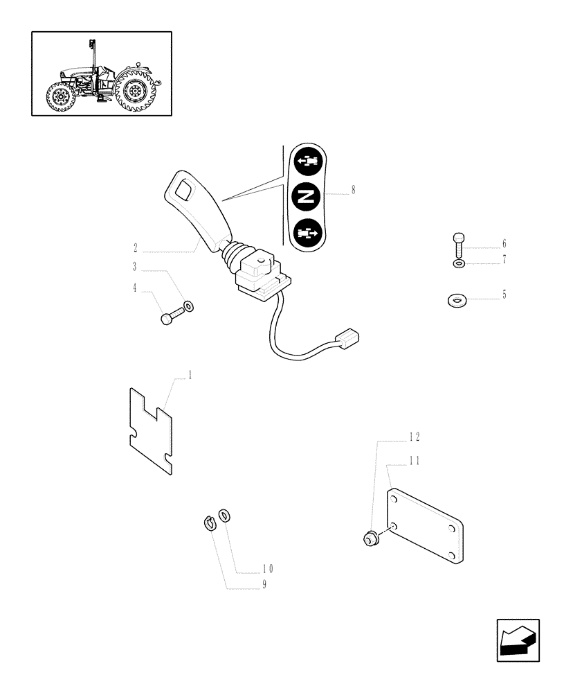 Схема запчастей Case IH JX1085C - (1.75.0/02) - (VAR.278-278/1-296) NA - 16X16 (30 KM/H) P.SHUTT. W/OIL COOLER - CONTROL LEVER AND SWITCH (06) - ELECTRICAL SYSTEMS