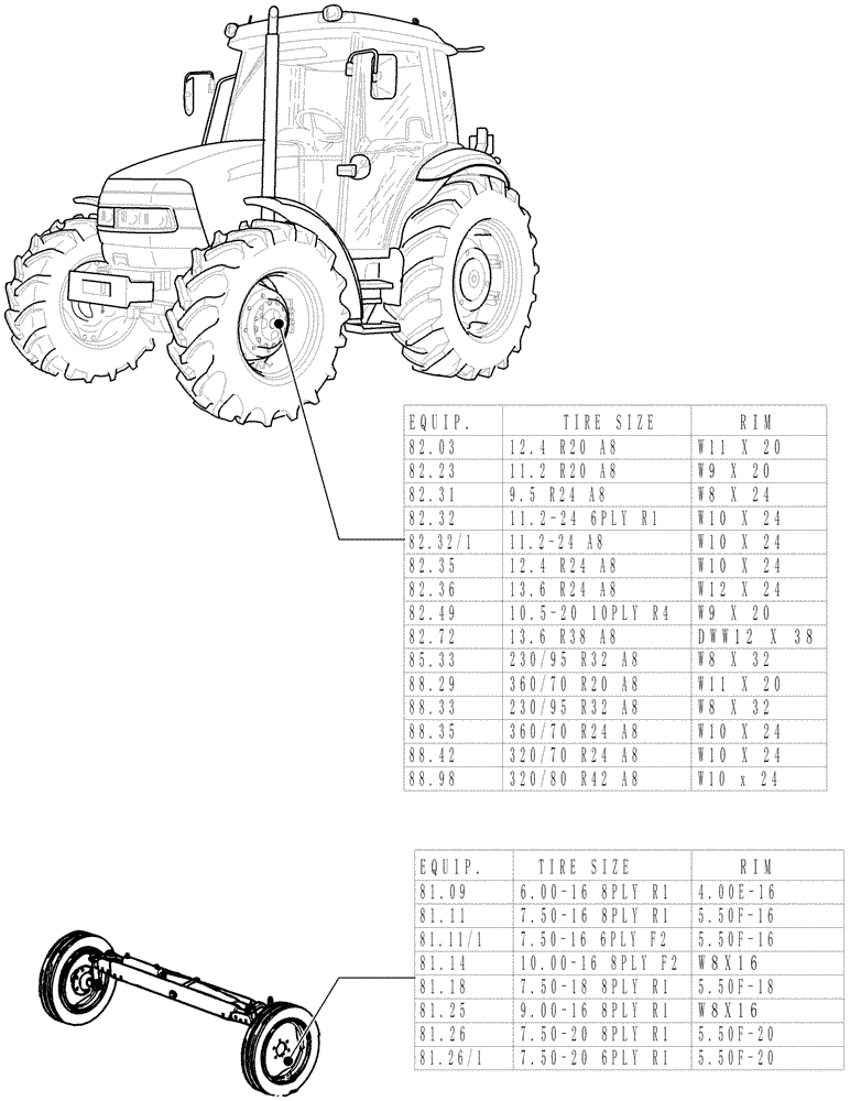 Схема запчастей Case IH JX85 - (80.00[01]) - SEC. 11 - TRACTION (11) - WHEELS/TRACKS