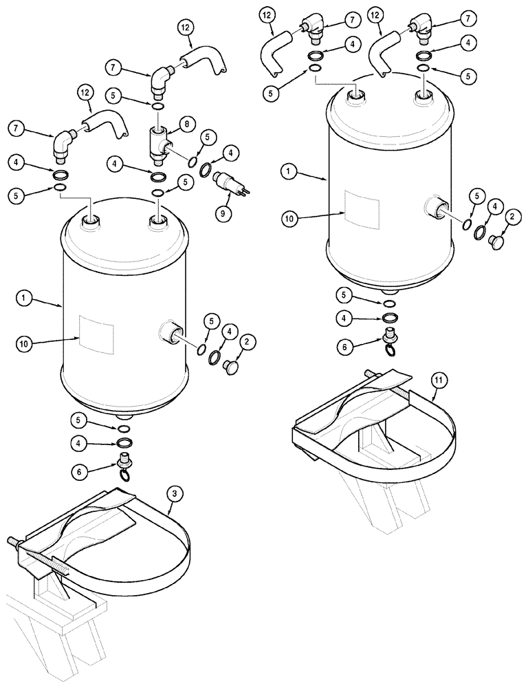 Схема запчастей Case IH CX70 - (07-10) - PNEUMATIC TRAILER BRAKE TANKS AND MOUNTING (07) - BRAKES