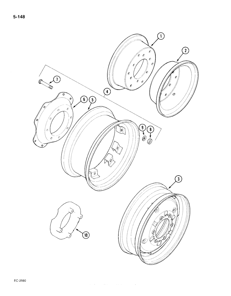 Схема запчастей Case IH 385 - (5-148) - FRONT WHEELS (05) - STEERING