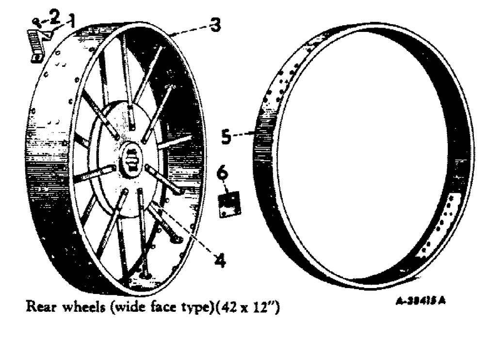 Схема запчастей Case IH 560 - (206) - WHEELS, STEEL REAR WHEELS, EXTENSION TIRES, AND LUGS, INTERNATIONAL 560 SERIES, REAR WHEEL LUGS (11) - WHEELS