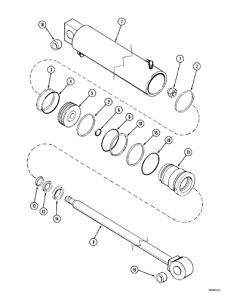 Схема запчастей Case IH L400 - (8-48) - CYLINDER ASSY, LIFT, L400, 63.50 MM (2.5 INCH) ID X 499 MM (19.66 INCH) STRK (08) - HYDRAULICS
