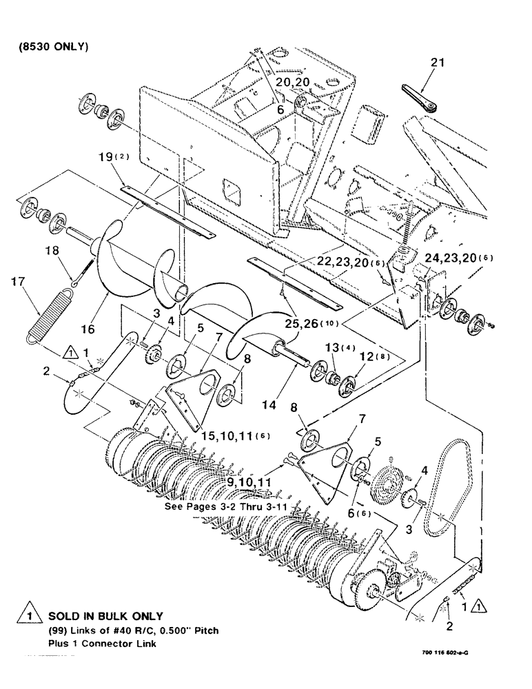 Схема запчастей Case IH 8530 - (2-26) - PICKUP DRIVE & SUSPENSION ASSEMBLY, (8530 ONLY) Driveline