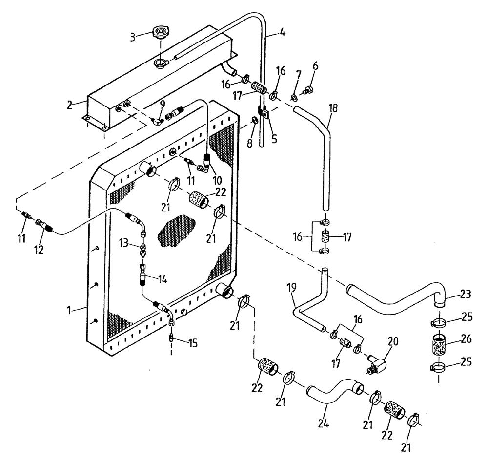 Схема запчастей Case IH 7700 - (C02[07A]) - WATER RADIATOR {125} Engine & Engine Attachments