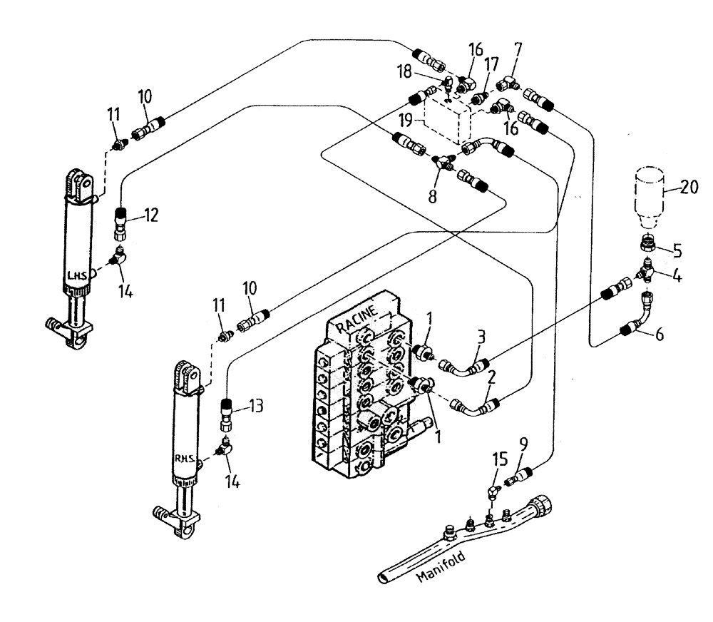 Схема запчастей Case IH 7700 - (B06-40) - HYDRAULIC CIRCUIT, (BASECUTTER LIFT 7700 ... WITH Hydraulic Components & Circuits