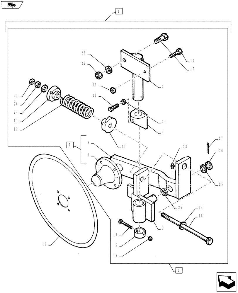 Схема запчастей Case IH COULTER CHAMP - (75.200.05) - SPRING COLTER ASSY (75) - SOIL PREPARATION