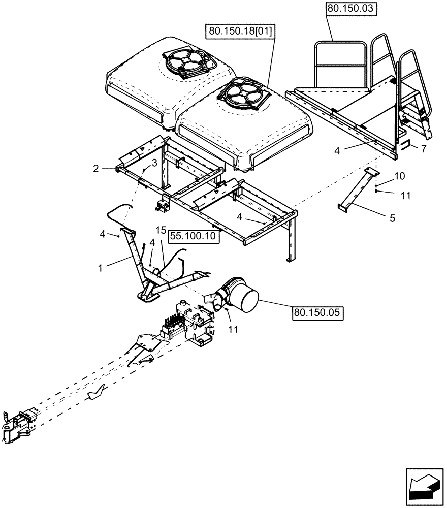 Схема запчастей Case IH 1250 - (80.150.13) - BULK FILL - TANK AND FRAME - 16 ROW BSN Y9S007001 (80) - CROP STORAGE/UNLOADING