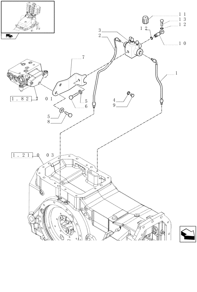 Схема запчастей Case IH MAXXUM 110 - (1.82.715) - BRAKING SYSTEM LOGIC VALVE - VALVE PIPES (VAR.330720) (07) - HYDRAULIC SYSTEM
