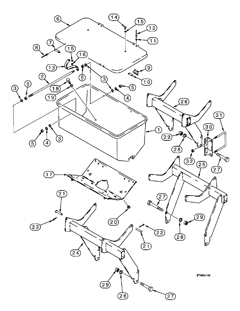 Схема запчастей Case IH 955 - (9F-064) - DRY FERTILIZER HOPPER AND MOUNTING, OUTER WING FRAME, 12 ROW (09) - CHASSIS/ATTACHMENTS