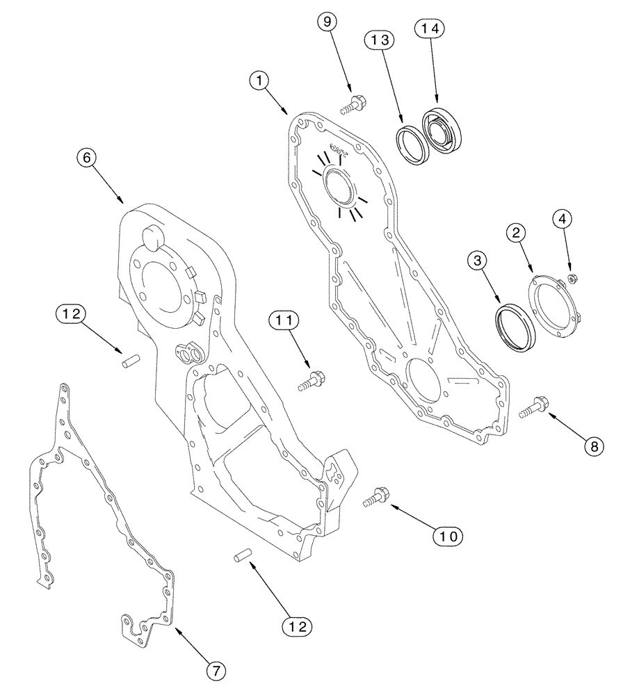 Схема запчастей Case IH FLX3330B - (02-006) - FRONT GEAR COVER (FLX3300B CASE ENGINE) (01) - ENGINE