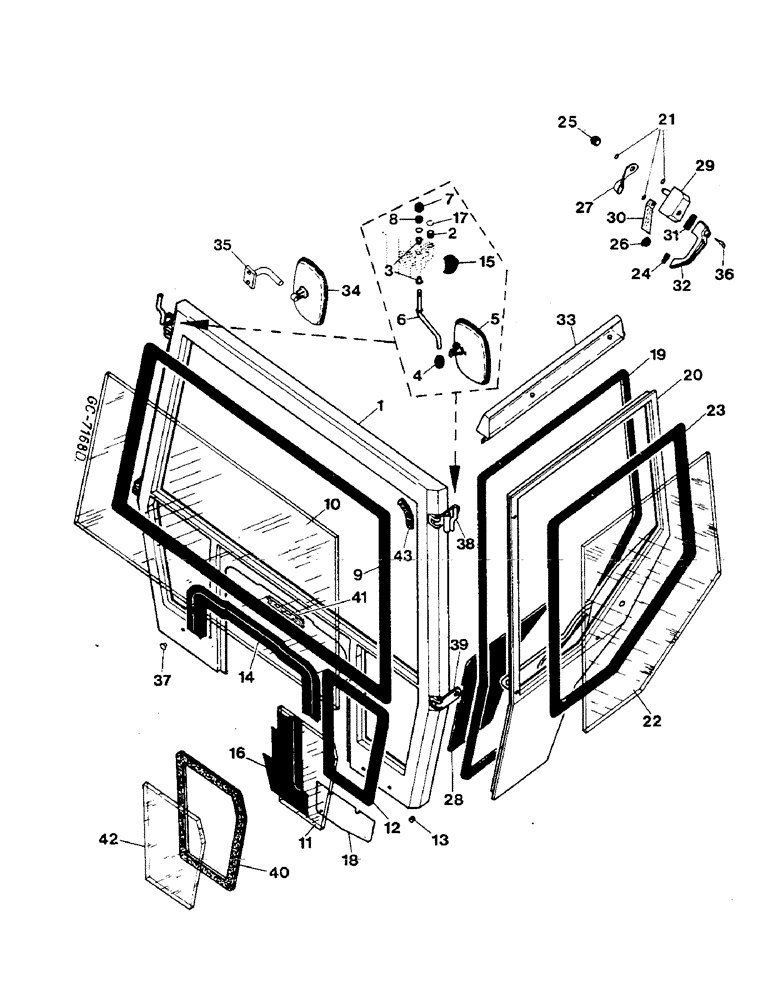 Схема запчастей Case IH 844S - (13-38) - CAB, FRONT FRAME, DOORS (05) - SUPERSTRUCTURE