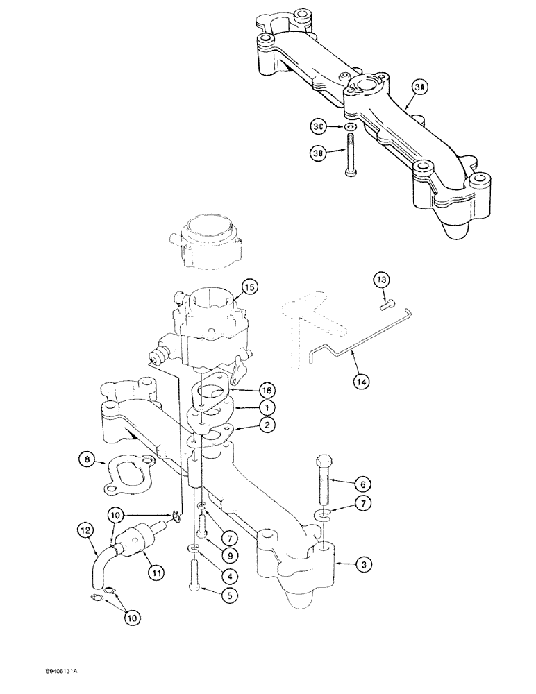 Схема запчастей Case IH 1818 - (2-54) - AIR INTAKE SYSTEM, GASOLINE MODELS (02) - ENGINE