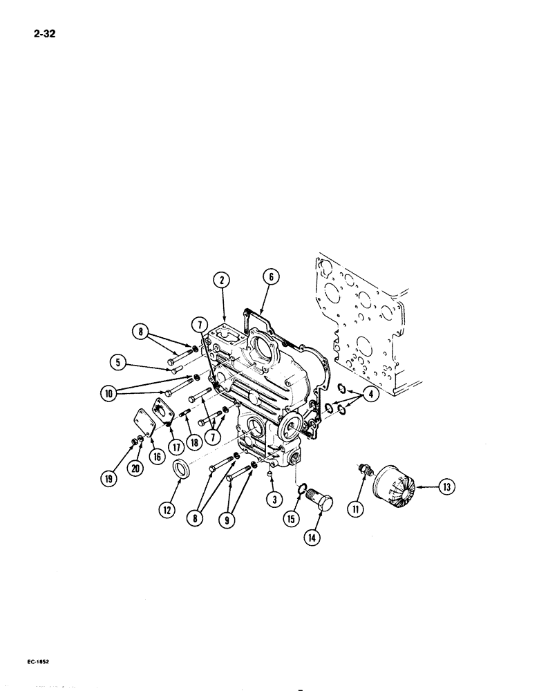 Схема запчастей Case IH 1825 - (2-32) - FRONT GEAR COVER, DIESEL MODELS (02) - ENGINE