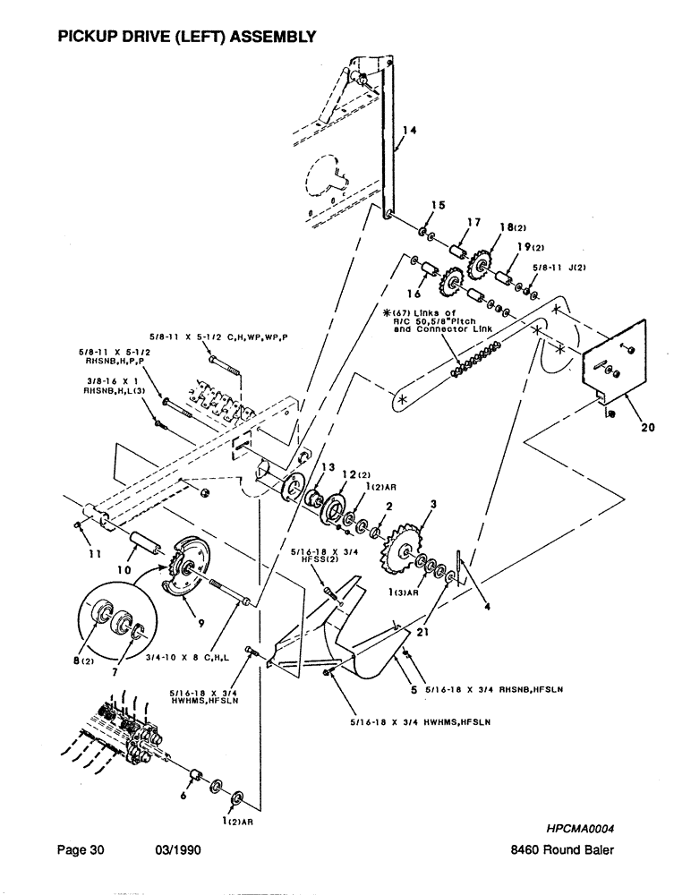 Схема запчастей Case IH 8460 - (030) - PICKUP DRIVE, LEFT, ASSEMBLY Pickup