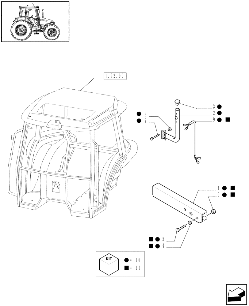 Схема запчастей Case IH JX95 - (1.75.6/02) - (VAR.659) REAR LIGHT EXTENSION (06) - ELECTRICAL SYSTEMS