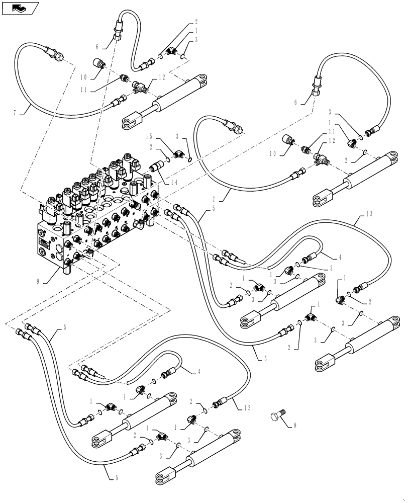 Схема запчастей Case IH 3330 - (35.900.09) - HYDRAULIC GROUP, INNER 120 BOOM (35) - HYDRAULIC SYSTEMS