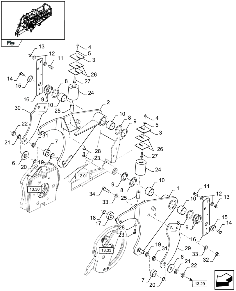 Схема запчастей Case IH LB333R - (13.31[01]) - SHUTTLE FEEDER, PIVOT (13) - FEEDER