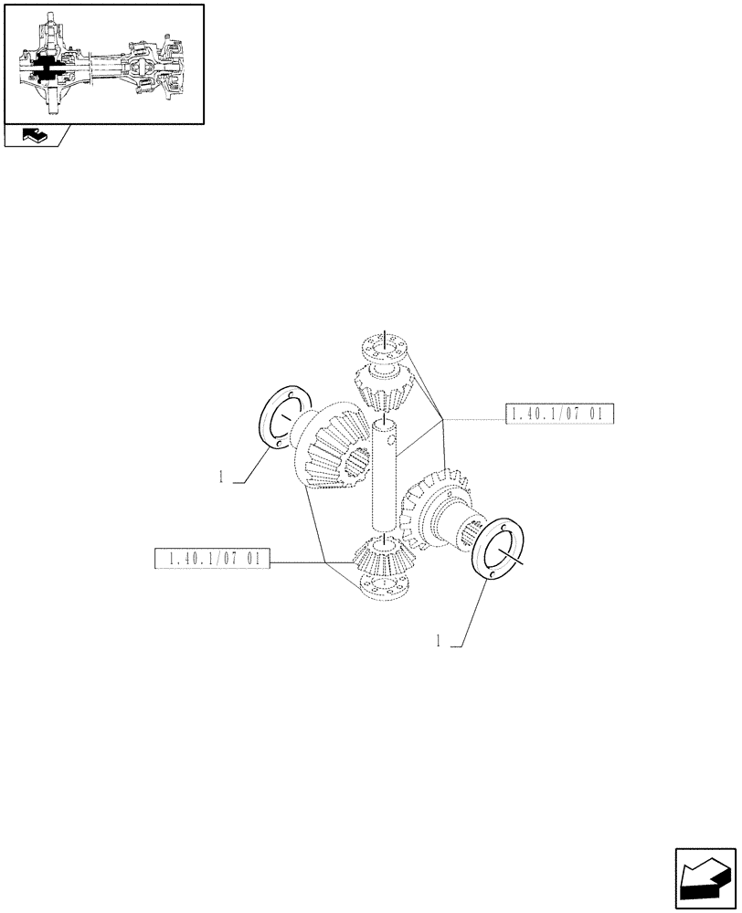 Схема запчастей Case IH FARMALL 80 - (1.40.1/07[02]) - 4WD FRONT AXLE - DIFFERENTIAL - SHIMS (04) - FRONT AXLE & STEERING