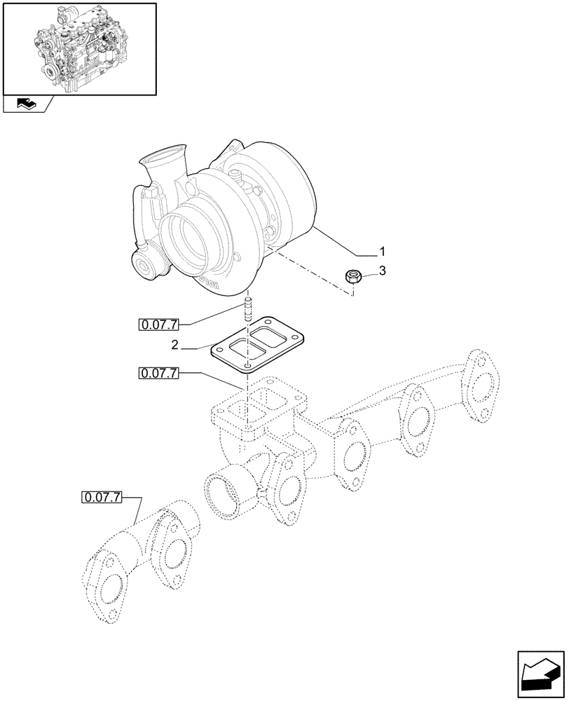 Схема запчастей Case IH PUMA 165 - (0.24.0) - TURBOCHARGER (01) - ENGINE