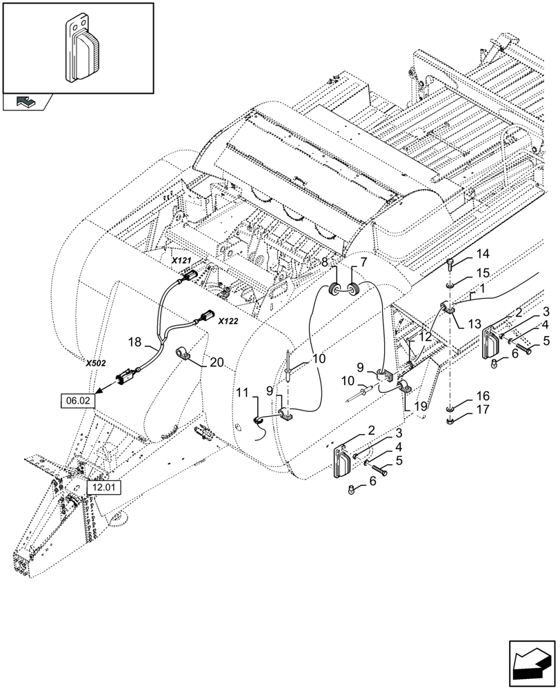 Схема запчастей Case IH LB333R - (06.04[01]) - SIDE LIGHTS, DENMARK (06) - ELECTRICAL SYSTEMS