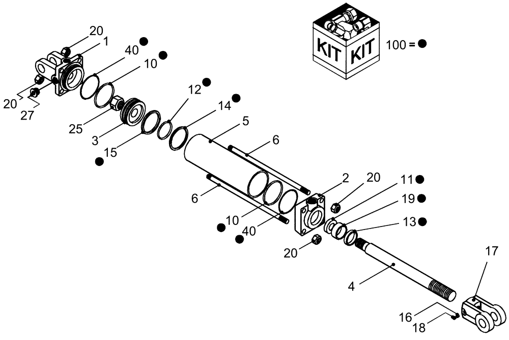 Схема запчастей Case IH 1260 - (35.116.03) - HYDRAULIC CYLINDER - 3 1/2" X 8" ASSEMBLY (35) - HYDRAULIC SYSTEMS