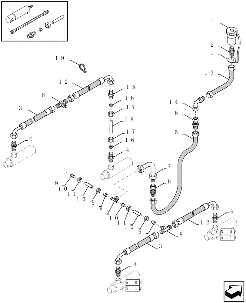 Схема запчастей Case IH LBX421R - (07.02[01]) - HYDRAULIC BRAKES, TANDEM AXLE, NOT FOR NA (07) - HYDRAULIC SYSTEM