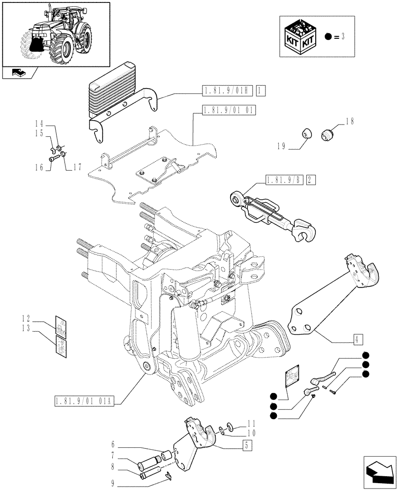 Схема запчастей Case IH PUMA 165 - (1.81.9/01[02A]) - (VAR.089/02) FRONT HPL WITH PTO, LESS AUX. COUPLERS - D6726 (07) - HYDRAULIC SYSTEM