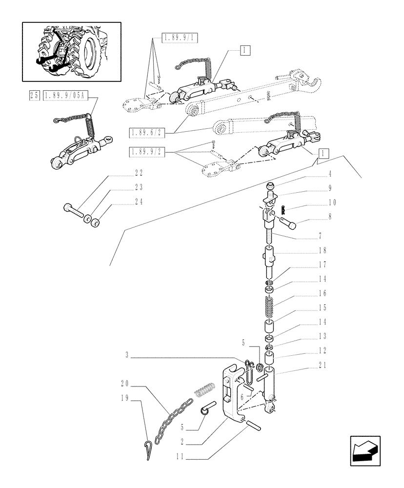 Схема запчастей Case IH MXM175 - (1.89.9/05) - (VAR.742/1) AUTOMATIC STABILISERS FOR CAB WITH SUSPENSIONS (09) - IMPLEMENT LIFT