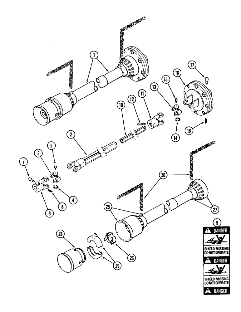 Схема запчастей Case IH 1010 - (9C-24) - AUGER DRIVE SHAFT, 22.5, 25.0 AND 30.0 FOOT HEADER (58) - ATTACHMENTS/HEADERS