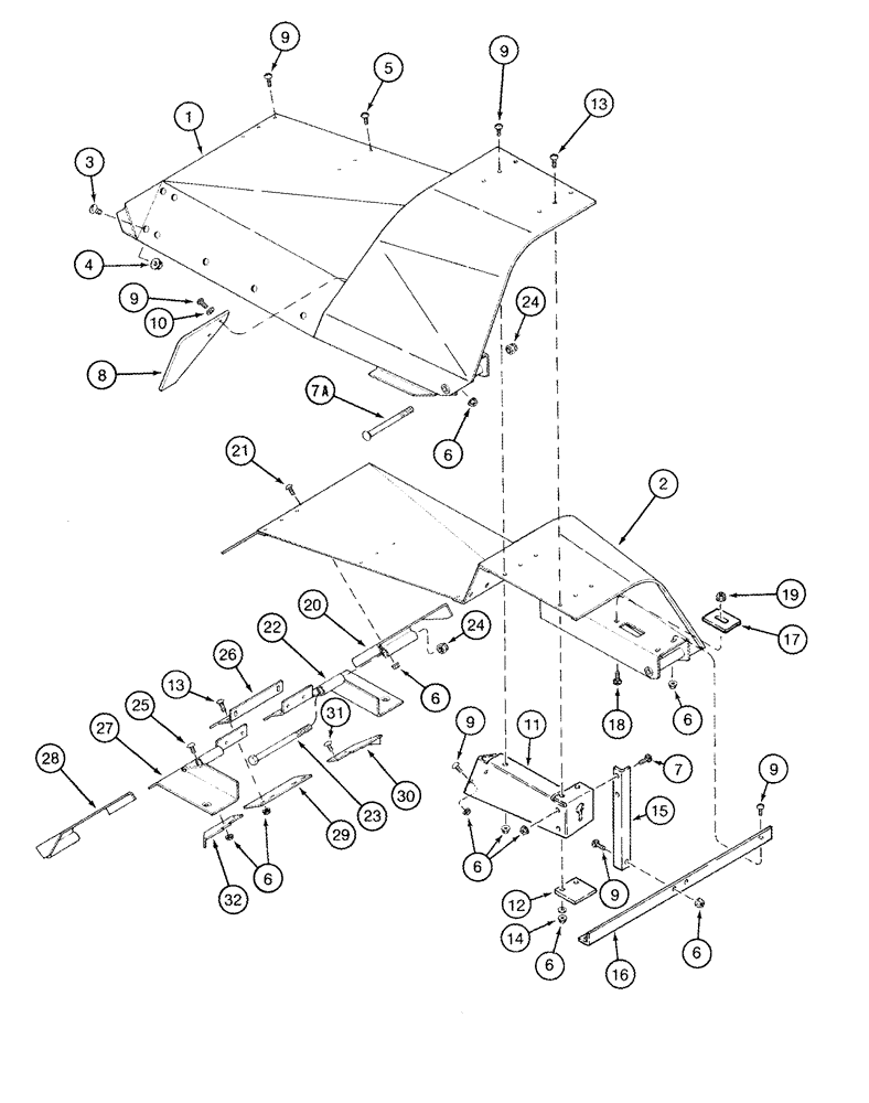 Схема запчастей Case IH 1083 - (09-35) - INNER GATHERER SHIELDS WITH VERTICAL DIVIDER SUPPORT (09) - CHASSIS