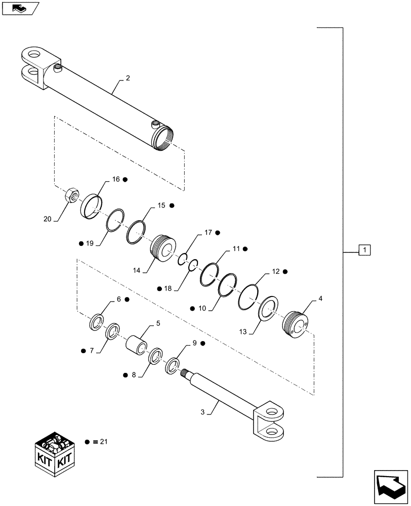 Схема запчастей Case IH QUADTRAC 450 - (41.216.02) - STEERING CYLINDER - STEIGER 500, QUADTRAC 450 & 500 (41) - STEERING