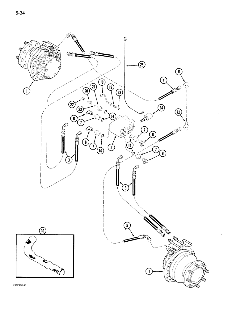 Схема запчастей Case IH 1640 - (5-34) - AXLE HYDRAULIC MOTOR SYSTEM, POWER GUIDE AXLE (04) - STEERING