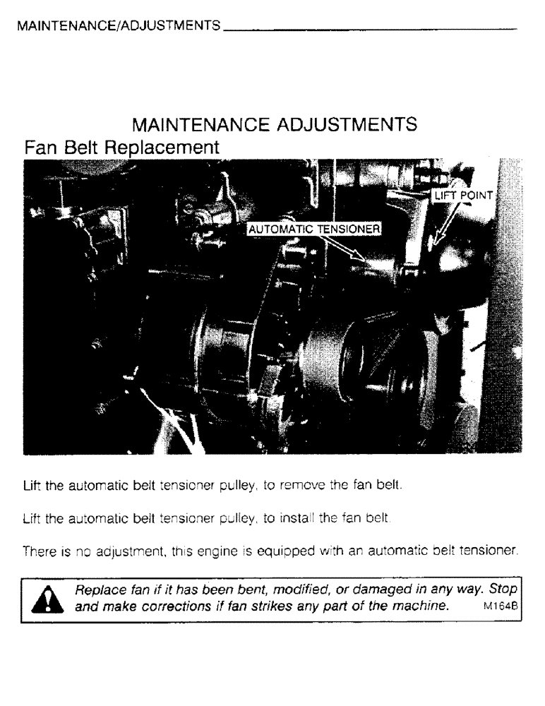 Схема запчастей Case IH 6830TA - (1-35) - MAINTENANCE, ADJUSTMENTS, FAN BELT REPLACEMENT 